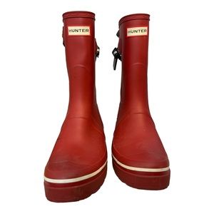 Hunter Boots - Short - Red with Navy- Size 10